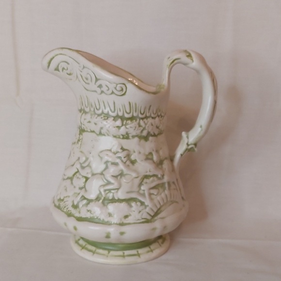 Other - Vintage Green and White Ceramic Pitcher